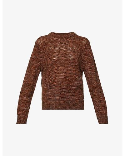 Stussy Open-knit Speckled Cotton-knit Jumper - Brown