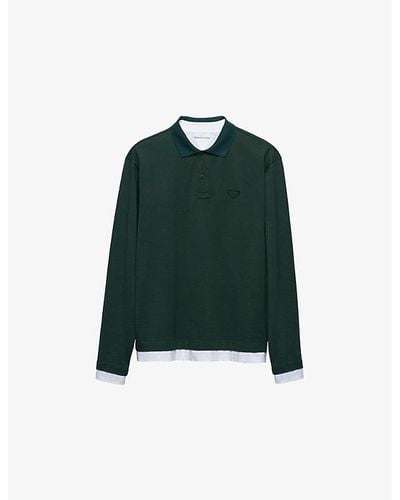 Prada Conceptual Triangle-logo Cotton Polo Shirt X - Green