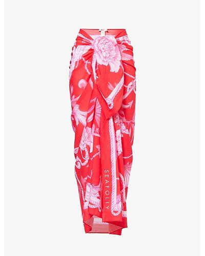 Seafolly Ahoy Graphic-print Cotton Sarong - Red