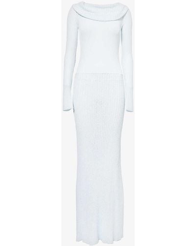 AYA MUSE Karia Straight-neck Knitted Maxi Dress - White