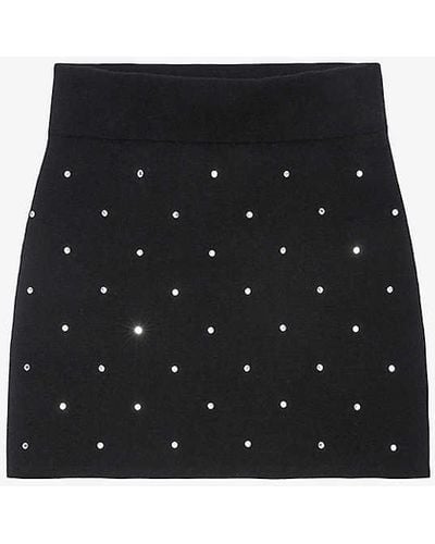 Zadig & Voltaire Mitty Diamanté-embellished Stretch-wool Mini Skirt - Black