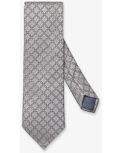 Eton Medallion Graphic-pattern Silk Tie - Grey