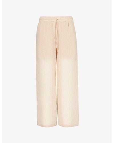 LeKasha Wide-leg High-rise Linen Trousers - Natural