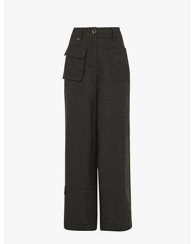 Whistles Flora Straight-leg Mid-rise Woven Pants - Black
