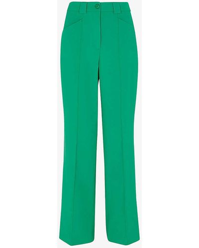 Whistles Flora Straight-leg Mid-rise Stretch-woven Trousers - Green