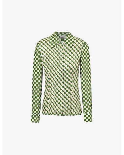 Dries Van Noten Sequin-embellished Checked Woven Shirt - Green