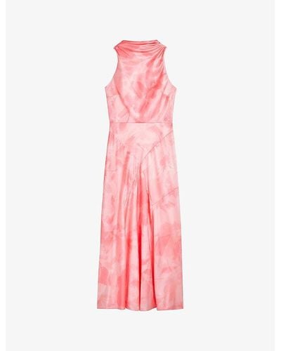 Ted Baker Lilymay Floral-print Satin Midi Dress - Pink