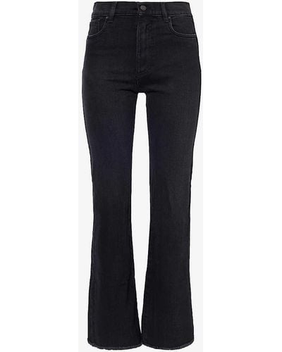 IKKS Faded-wash Brand-plaque Slim-leg High-rise Stretch-denim Jeans - Black