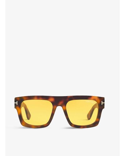 Tom Ford Ft0711 Fausto Square-frame Acetate Sunglasses - Yellow