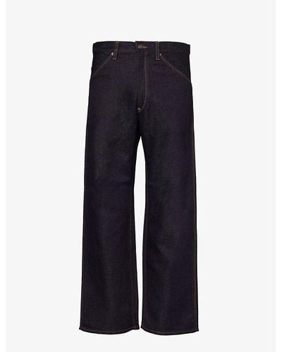 Junya Watanabe Contrast-pocket Wide-leg Cotton And Linen-blend Pants - Blue