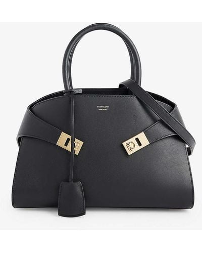 Ferragamo Hug Small Leather Top-handle Bag - Black