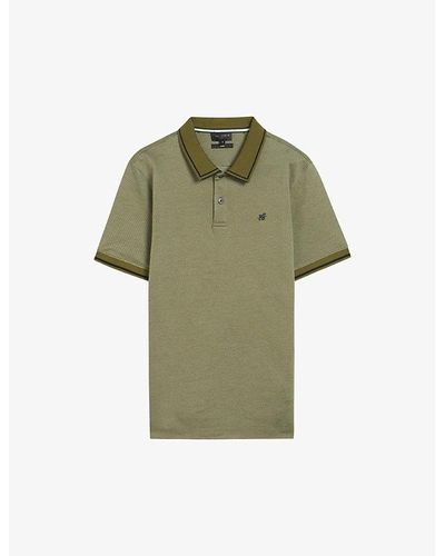 Ted Baker Helta Stripe-trim Cotton Polo Shirt - Green