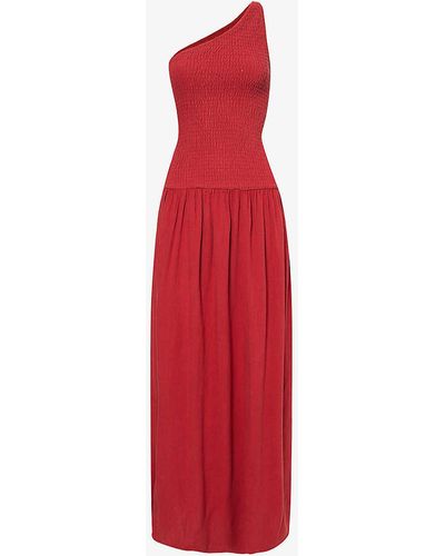 4th & Reckless Steffi Asymmetric-neck Woven Maxi Dress - Red