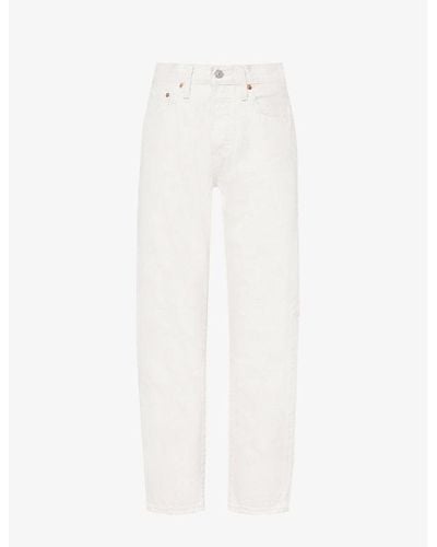 Levi's 501 Cropped Straight-leg High-rise Jeans - White