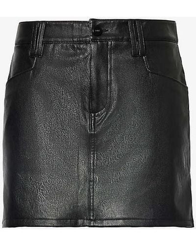 PAIGE Tarra Mid-rise Faux-leather Mini Skirt - Black