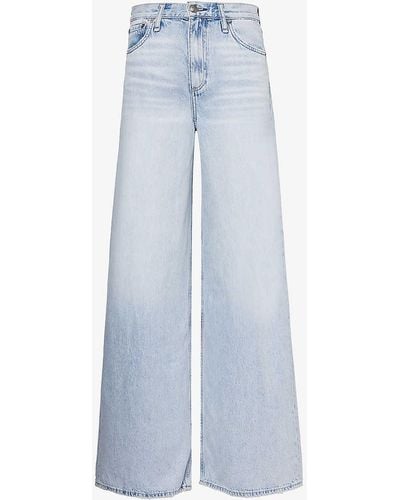 Rag & Bone Sofie Wide-leg High-rise Denim-blend Jeans - Blue