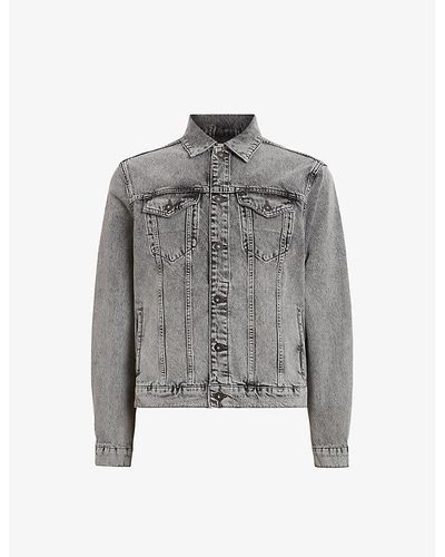 AllSaints Hebden Long-sleeve Regular-fit Organic-cotton Denim Jacket - Gray