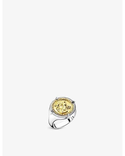 Thomas Sabo Faith, Love, Hope 18ct Yellow-gold Plated Sterling-silver Signet Ring - Multicolor