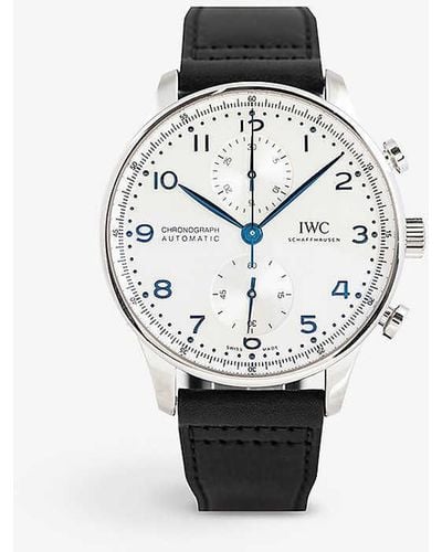 IWC Schaffhausen Iw371605 Portugieser Stainless-steel And Leather Automatic Watch - White
