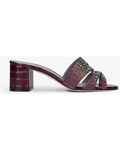 Gina Orsay Crystal-embellished Leather Sandals - Multicolour
