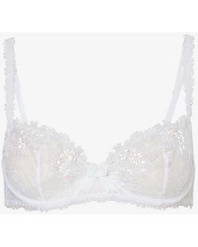 Simone Perele Wish Stretch-tulle And Lace Underwired Half-cup Bra - White