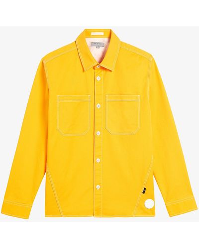 Ted Baker Leytun Regular-fit Stretch Cotton-twill Shacket - Yellow