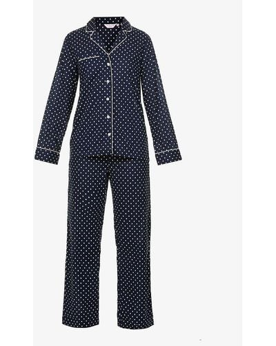 Derek Rose Plaza Spotted Cotton-poplin Pyjama Set X - Blue