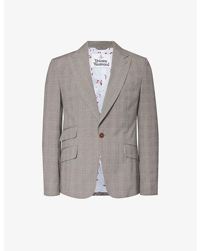 Vivienne Westwood Checked Single-breasted Stretch-cotton Jacket - Gray