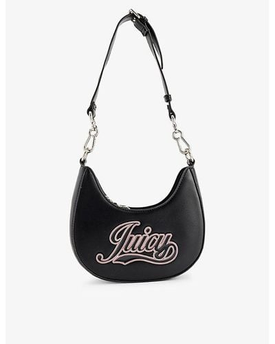 Juicy Couture Branded-plaque Detachable-strap Faux-leather Shoulder Bag - Black