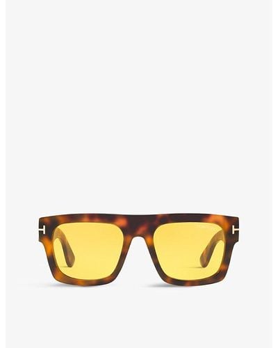 Tom Ford Ft0711 Fausto Square-frame Acetate Sunglasses - Yellow