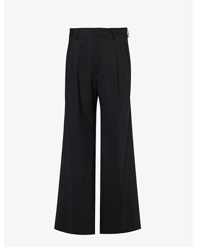 Etro Wide-leg Relaxed-fit Stretch-wool Pants - Black