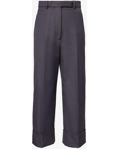 Thom Browne Relaxed-fit Wide-leg High-rise Cotton-canvas Trousers - Blue