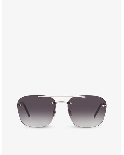 Saint Laurent Ys000324 Rimless Pilot-frame Metal Sunglasses - Purple