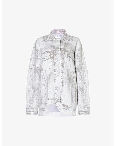 Ph5 Hana Graphic-pattern Organic Cotton-blend Knitted Jacket - White