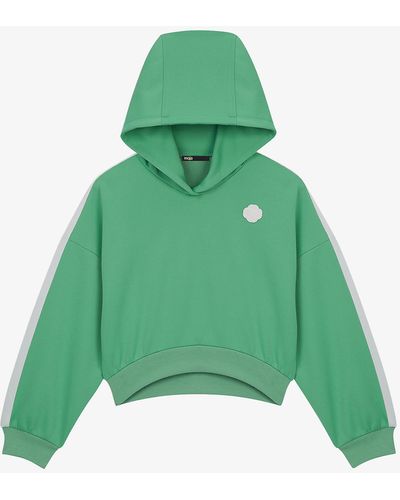 Maje Brand Appliqué Relaxed-fit Woven Hoody - Green