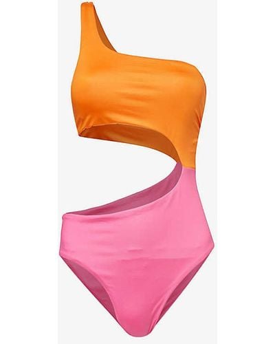 Seafolly Rio Colour-blocked Stretch-recycled Polyester Swimsuit - Pink