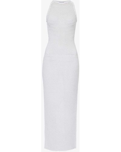 Alaïa Slim-fit Round-neck Knitted Maxi Dress - White