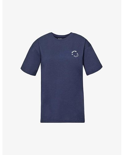 7 DAYS ACTIVE Monday Logo-print Organic Cotton T-shirt - Blue