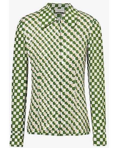 Dries Van Noten Sequin-embellished Checked Woven Shirt - Green