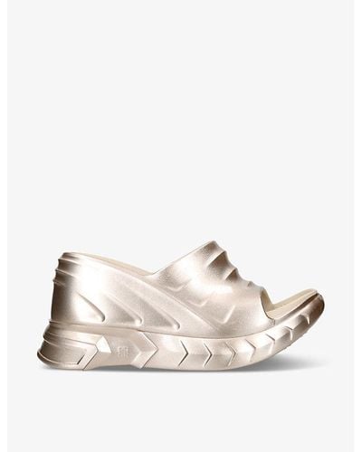 Givenchy Marshmallow Chunky-sole Metallic-rubber Wedge Mules - Natural