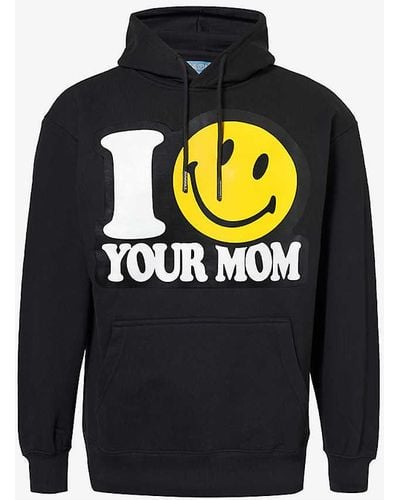 Market Smiley Your Mom Graphic-print Cotton-jersey Hoody - Blue