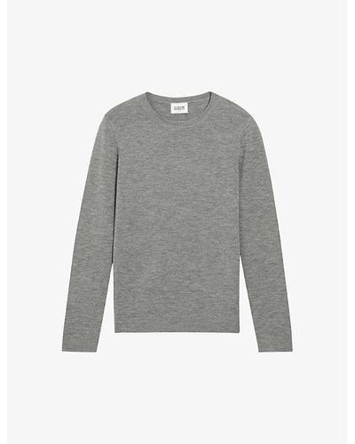 Claudie Pierlot Madoni Long-sleeve Slim-fit Wool Sweater - Grey