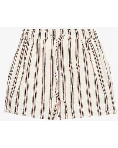 PAIGE Creamlure Striped Cotton Shorts - White