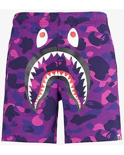 A Bathing Ape Shark Cotton-jersey Shorts - Purple