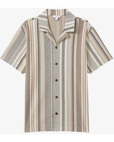 Reiss Archer Geometric-pattern Stretch-knit Shirt X - White