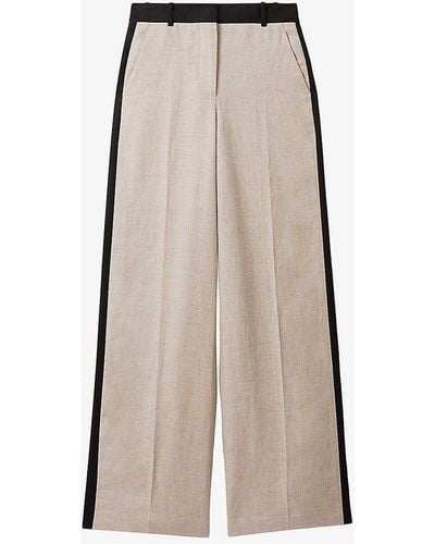 Reiss Luella Wide-leg High-rise Linen Trousers - Natural