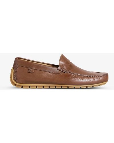 Ted Baker Alberrt Top-stitched Leather Driving Loafers - Multicolor