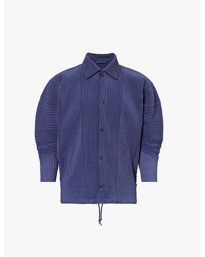 Homme Plissé Issey Miyake Pleated Relaxed-fit Knitted Shirt X - Blue