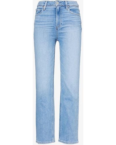 PAIGE Cindy Cropped Straight-leg High-rise Denim-blend Jeans - Blue
