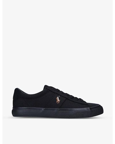 Polo Ralph Lauren Sayer Logo-embroidered Canvas Low-top Sneakers - Black